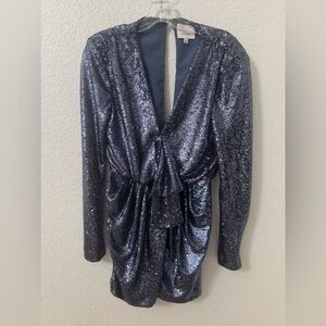 Cinq à Sept Dark Blue Shimmering Mini Dress